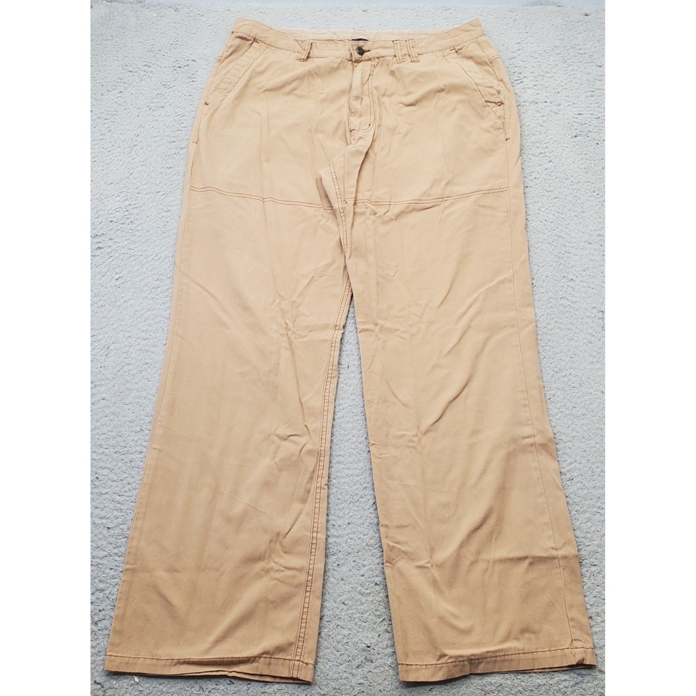 KAVU Chino Pants Mens 40 Tan Loose Fit Slash Pocket Contrast Stitch Flat Front